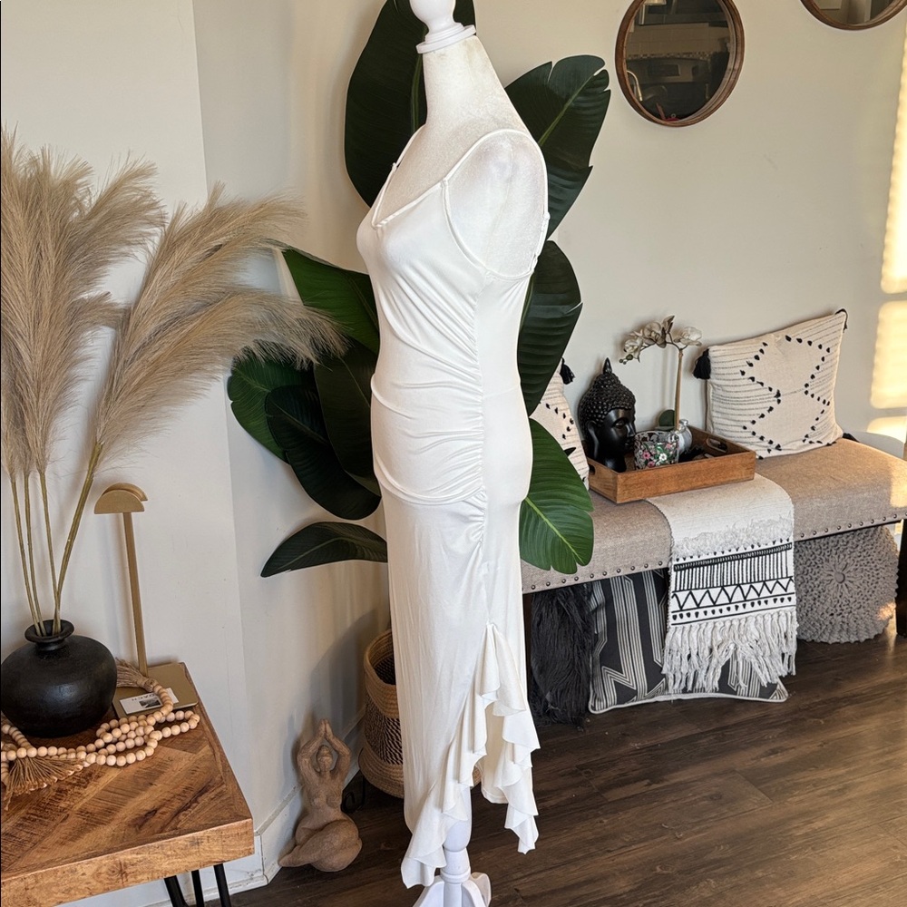 💃🏽🤍 NWT Ribbed Midi Ruffle Dress Sz M🤍💃🏽 - Picture 7 of 14